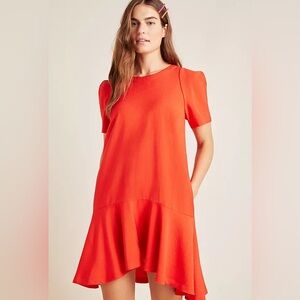 Anthropologie Maeve  Rousseau Flounced Hi-Lo Red Mini Dress - 4 - NEW!